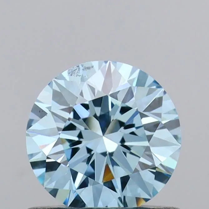 0.63ct Round Lab Grown Diamond (Colour Fancy Vivid Blue, Clarity VVS2, Cut EX, IGI Certified)