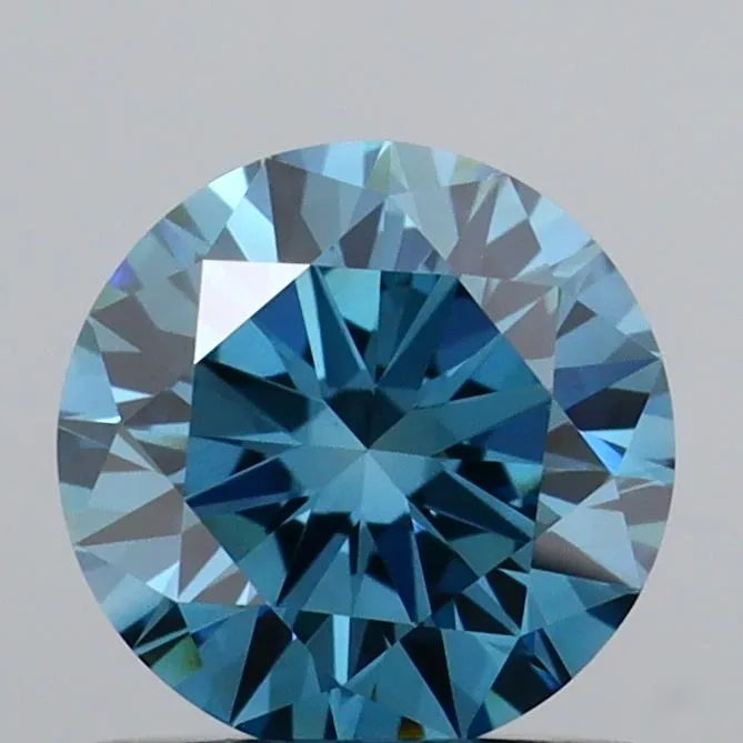 0.81ct Round Lab Grown Diamond (Colour Fancy Vivid Blue, Clarity VVS2, Cut EX, IGI Certified)