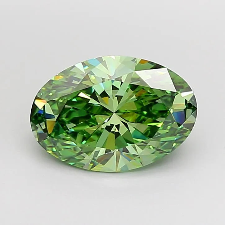 3.25ct Oval Lab Grown Diamond (Colour Fancy Vivid Green, Clarity VVS1, IGI Certified)