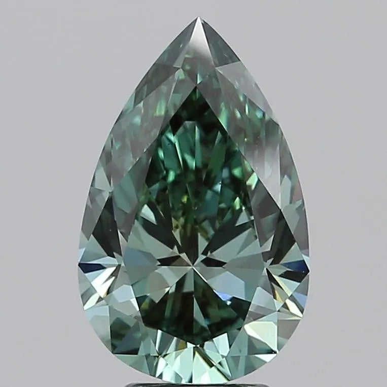 4.03ct Pear Lab Grown Diamond (Colour Fancy Vivid Green, Clarity VVS2, IGI Certified)