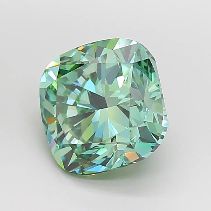 4.56ct Cushion modified Lab Grown Diamond (Colour Fancy Vivid Green, Clarity VVS1, IGI Certified)