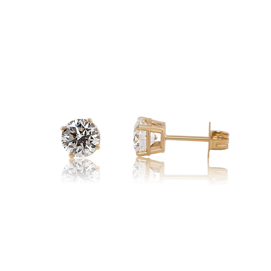 Lab Diamond Stud Earrings 14k Gold, Round Brilliant Solitaire Studs