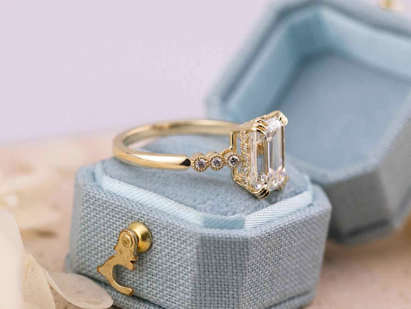 3.06ct Emerald cut engagement ring - Celeste