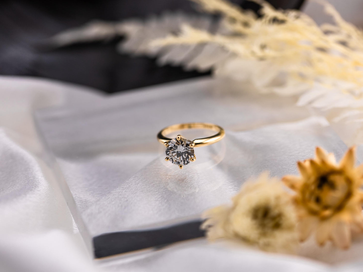Diamond engagement ring lab diamond ring 14k solid yellow gold engagement ring solitaire round cut 2.09ct lab grown diamond ring