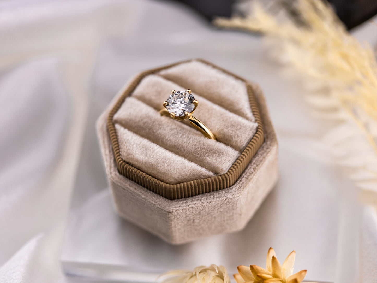 Diamond engagement ring lab diamond ring 14k solid yellow gold engagement ring solitaire round cut 2.09ct lab grown diamond ring