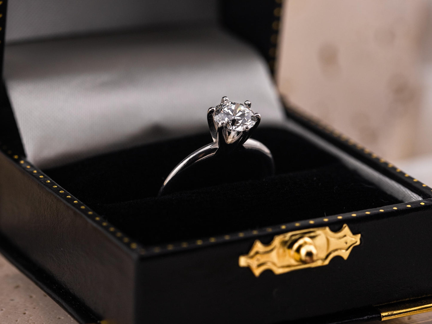 Lab diamond engagement ring round cut 14k solid gold engagement ring round cut solitaire ring 1.04ct lab grown diamond six prong, size 6.5