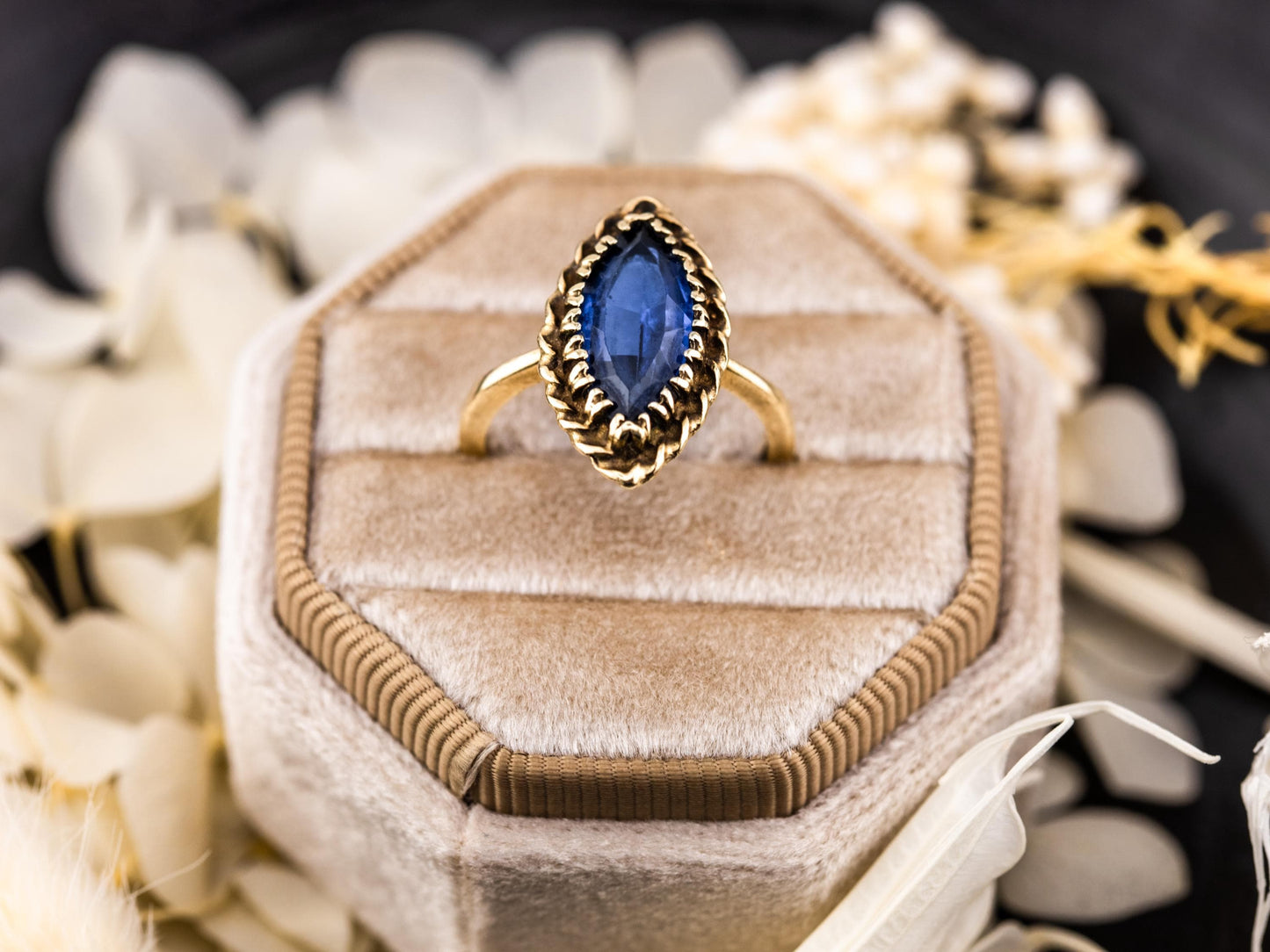 Vintage marquise spinel ring 10k solid gold statement or engagement ring, genuine antique vintage marquise cut ring yellow gold