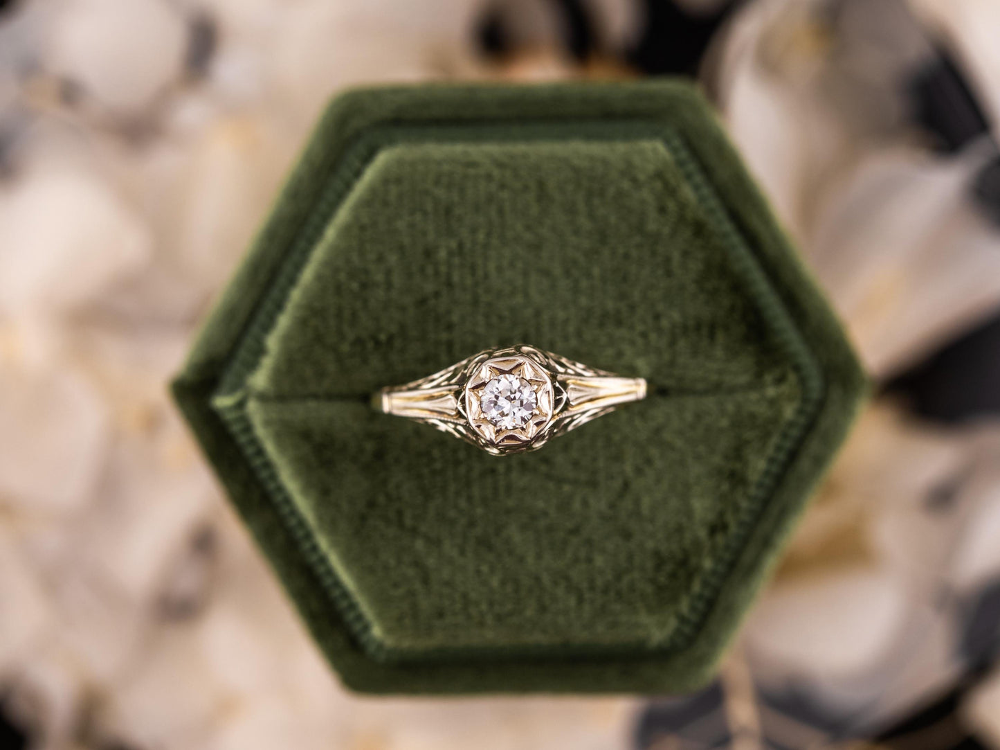 Vintage diamond engagement ring 18k solid gold engagement ring circa 1920s old European cut art deco engagement ring