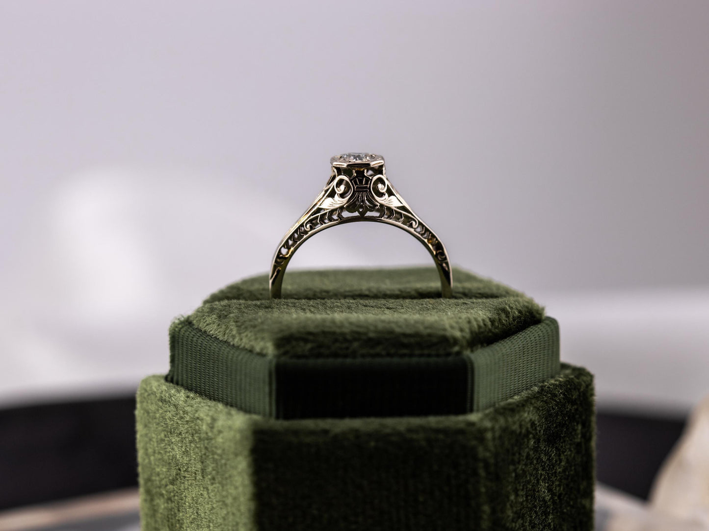 Vintage diamond engagement ring 18k solid gold engagement ring circa 1920s old European cut art deco engagement ring
