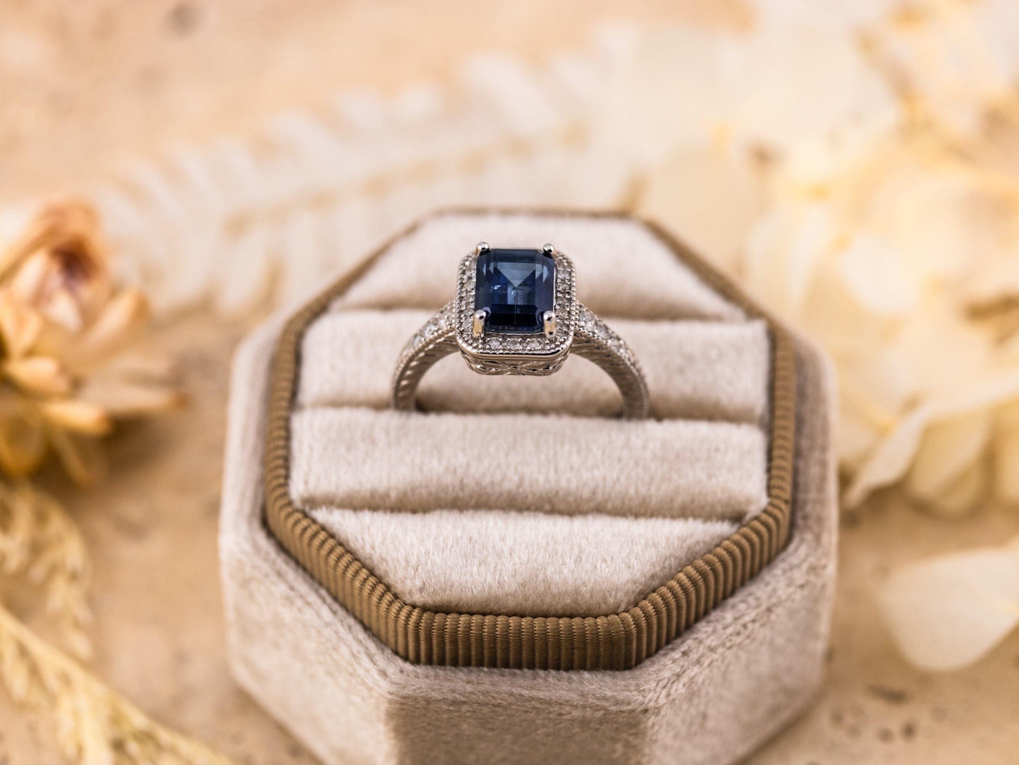 Vintage Topaz Ring with diamonds art deco inspired Solid Sterling Silver ring