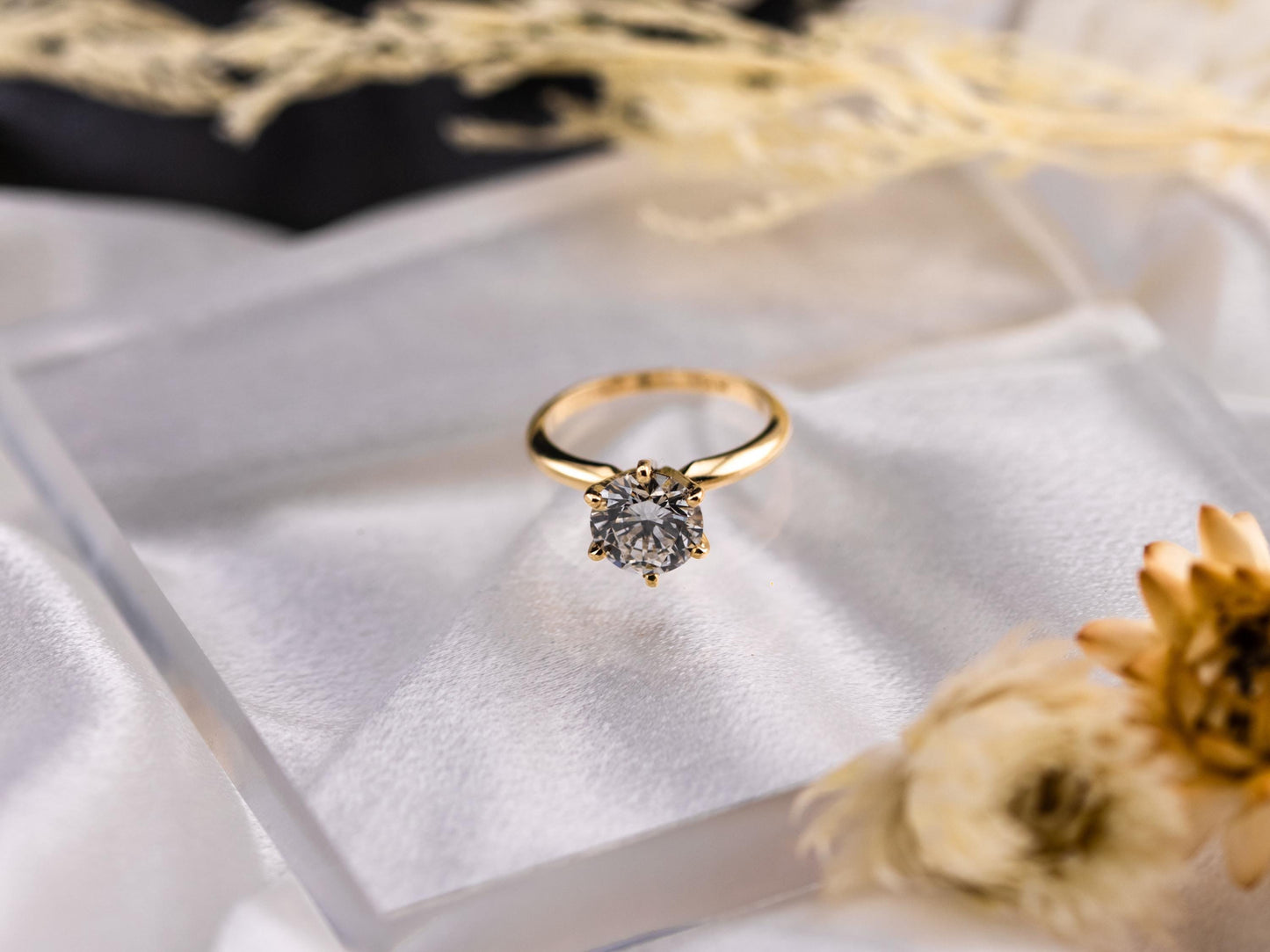 Diamond engagement ring lab diamond ring 14k solid yellow gold engagement ring solitaire round cut 2.09ct lab grown diamond ring