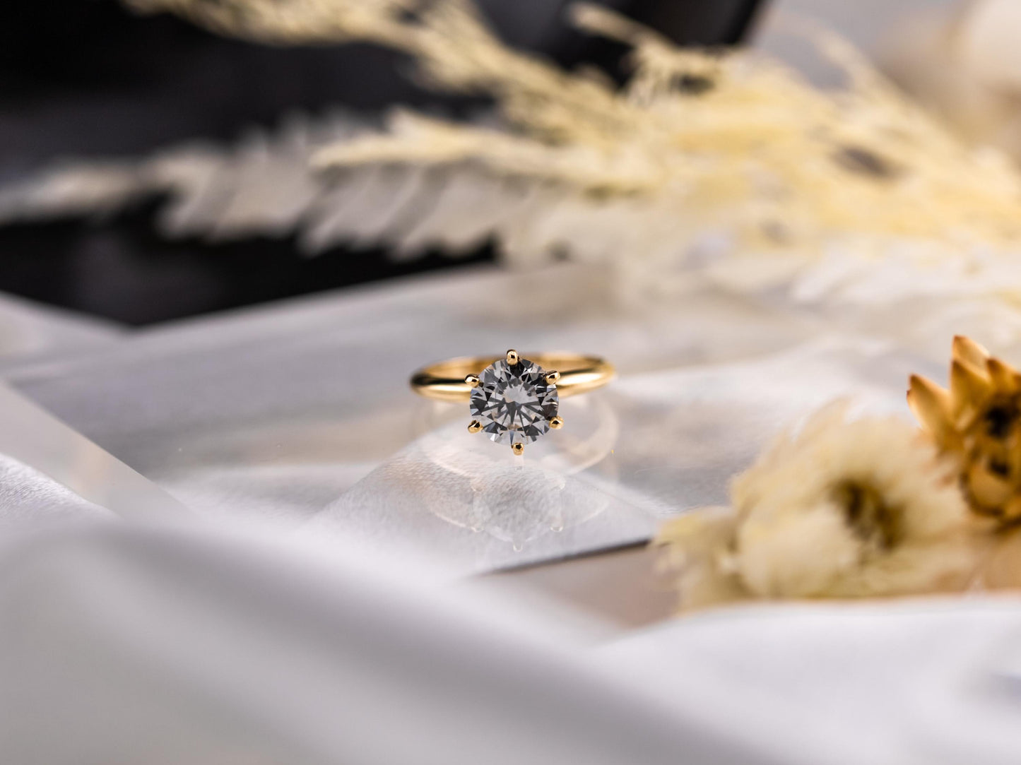 Diamond engagement ring lab diamond ring 14k solid yellow gold engagement ring solitaire round cut 2.09ct lab grown diamond ring