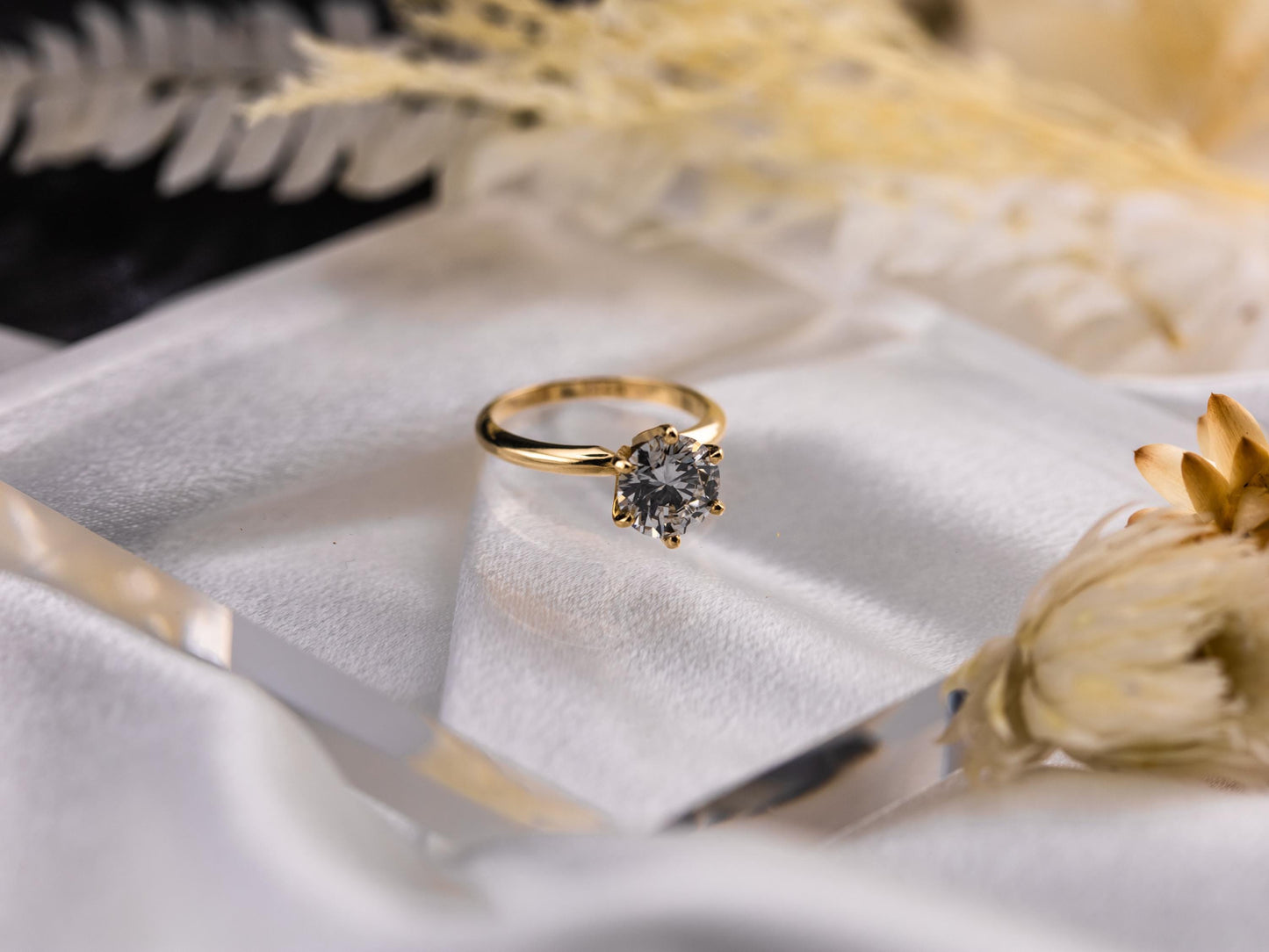 Diamond engagement ring lab diamond ring 14k solid yellow gold engagement ring solitaire round cut 2.09ct lab grown diamond ring