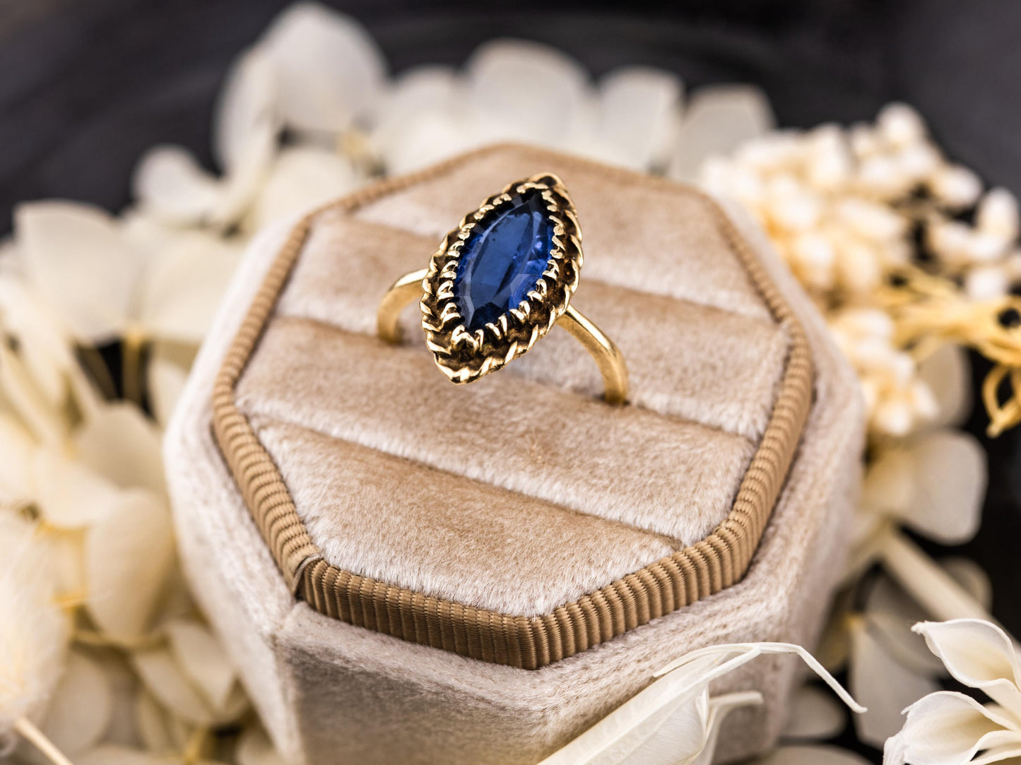 Vintage marquise spinel ring 10k solid gold statement or engagement ring, genuine antique vintage marquise cut ring yellow gold