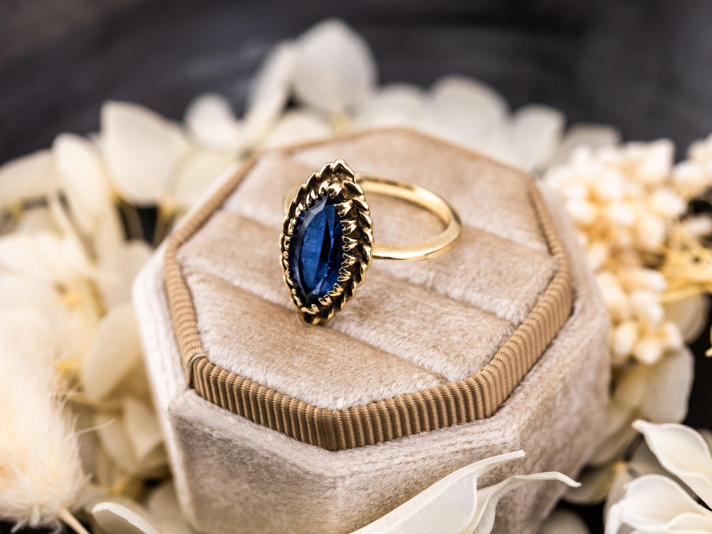 Vintage marquise spinel ring 10k solid gold statement or engagement ring, genuine antique vintage marquise cut ring yellow gold