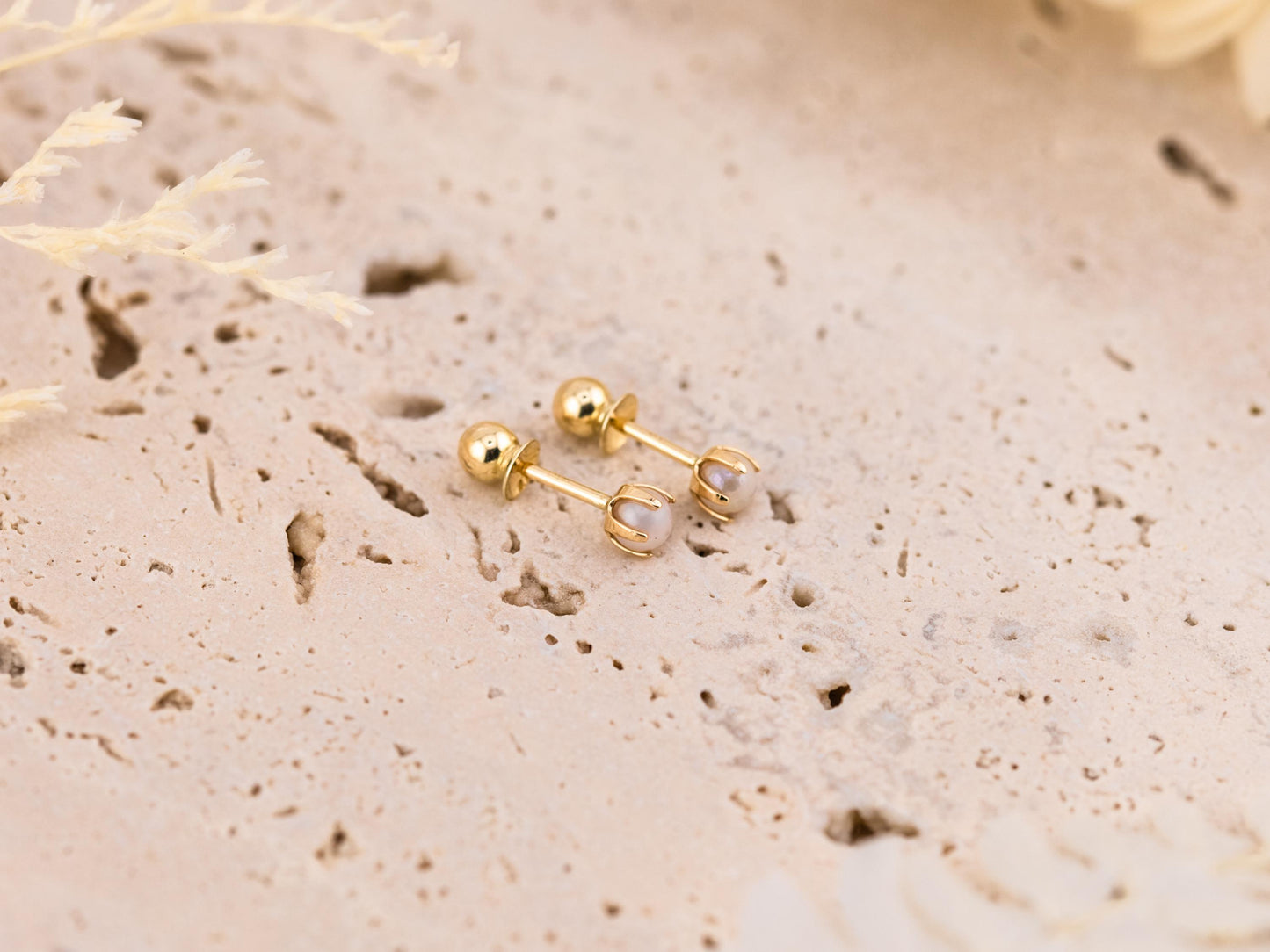 Vintage Pearl earrings vintage pearl stud earrings 14k solid gold cultured pearl earrings