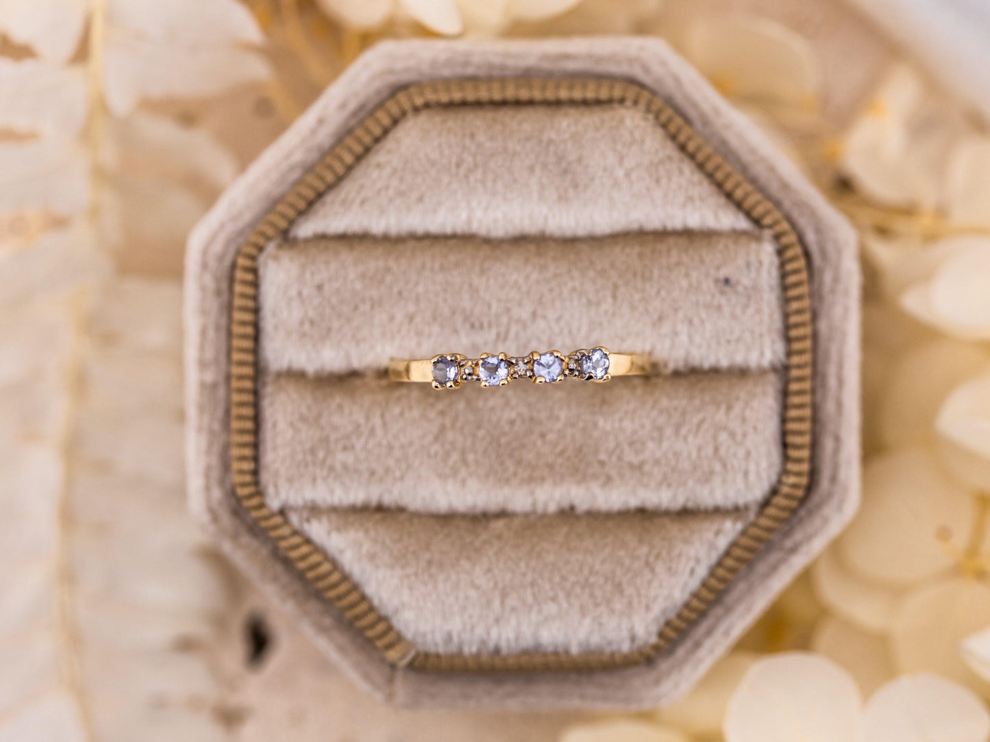 Tanzanite And Diamond Ring Tanzanite Band Wedding Band 10k Solid Gold
