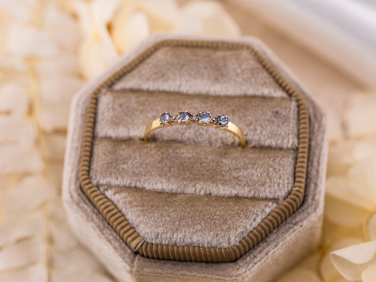 Tanzanite And Diamond Ring Tanzanite Band Wedding Band 10k Solid Gold