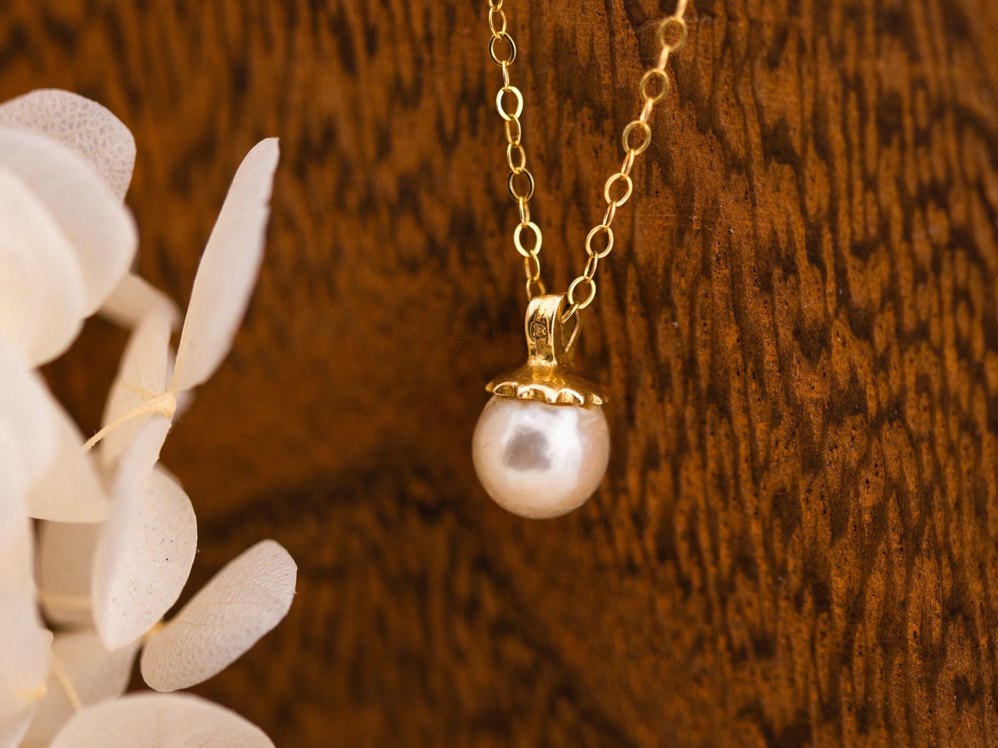Vintage Pearl Necklace Pendant 14k Solid Gold Necklace
