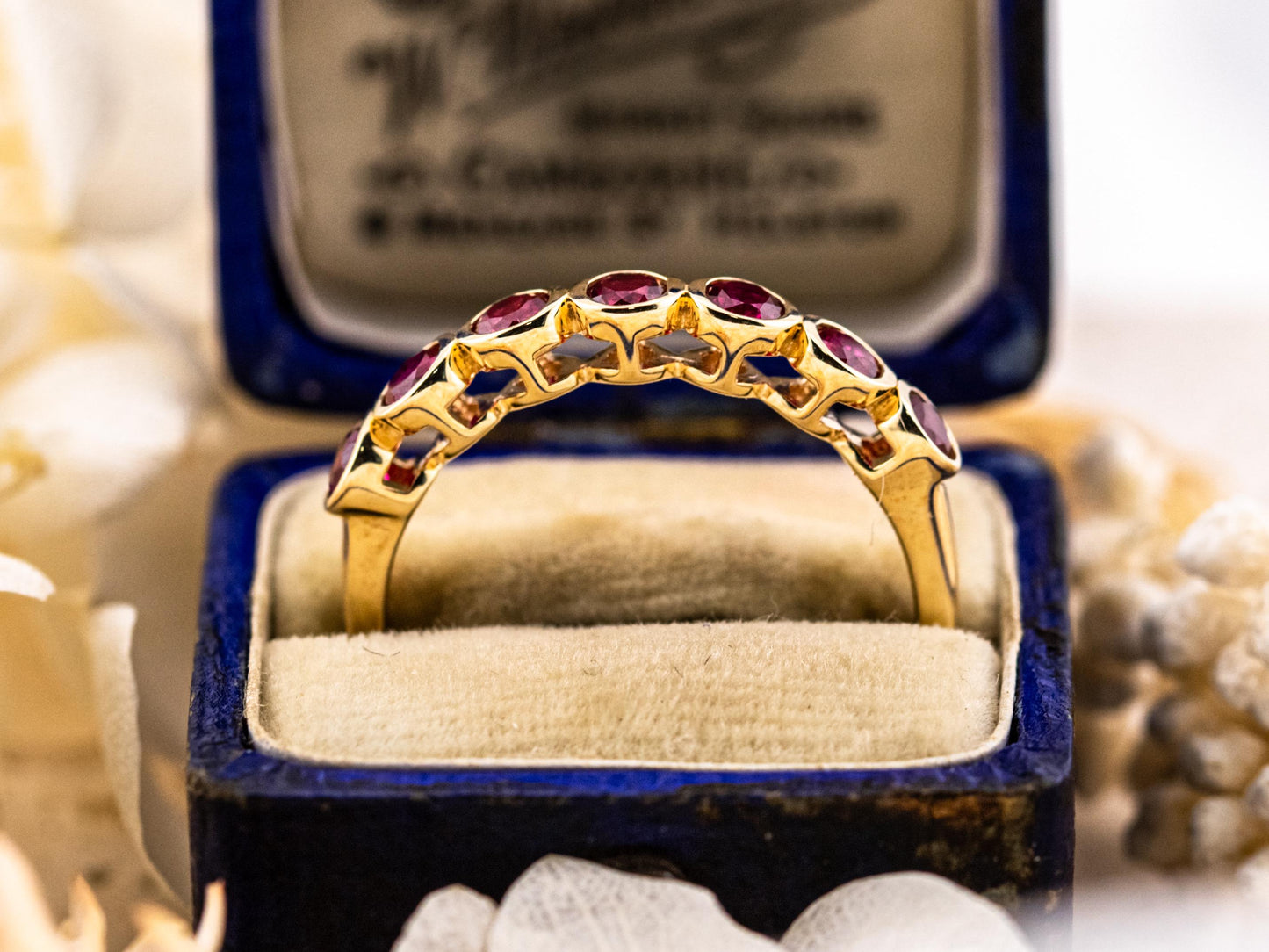 Ruby wedding band lab grown ruby ring bezel set 10k solid yellow gold