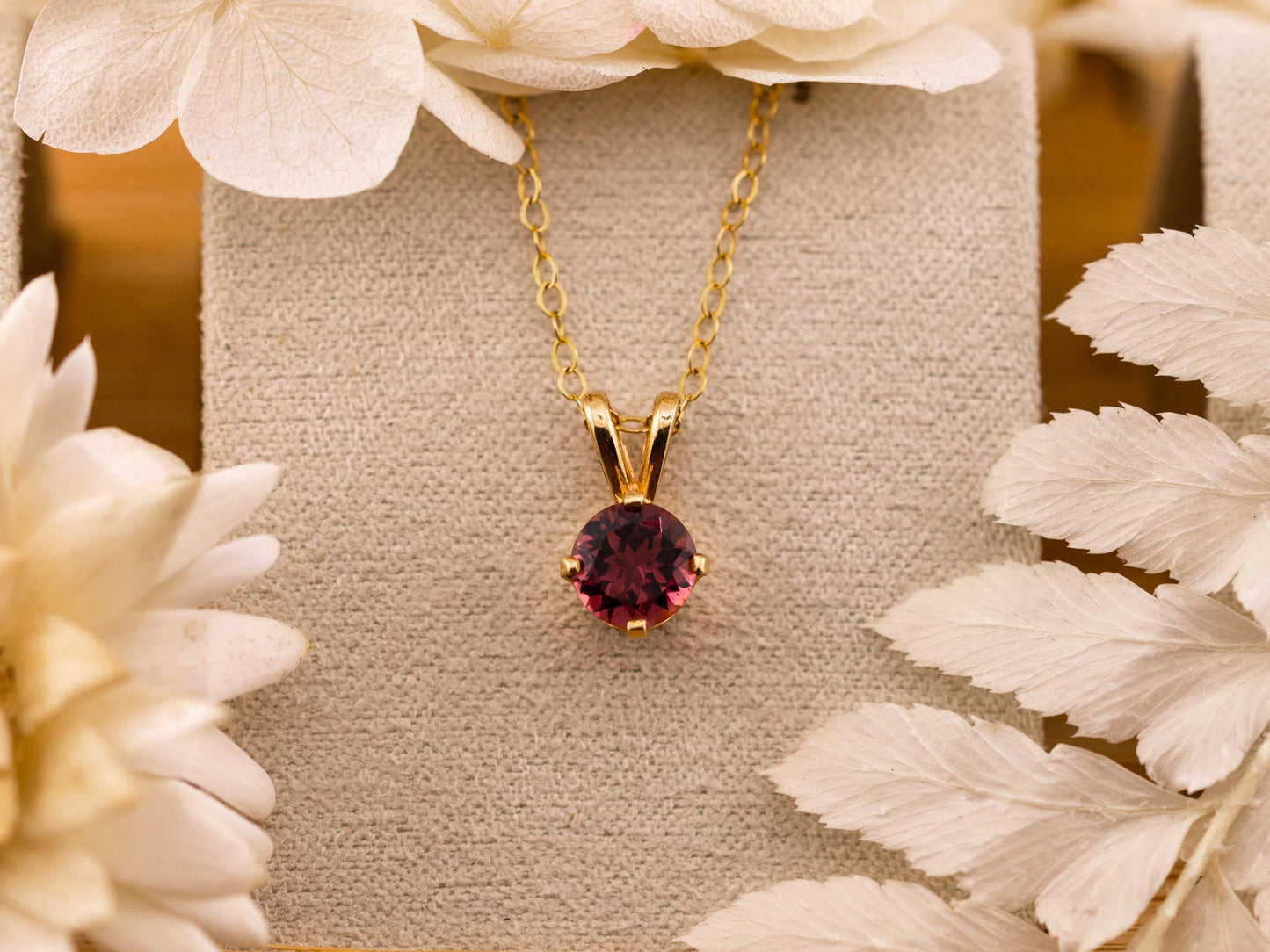 Vintage Pink Tourmaline pendant 14k solid yellow gold necklace pendant October birthstone necklace