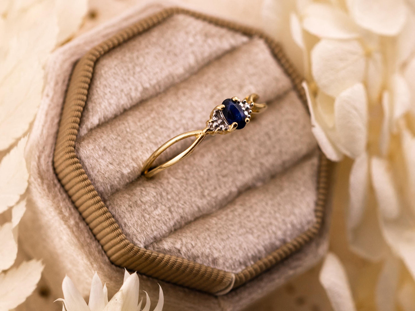 Vintage sapphire and diamond ring 10k solid gold statement or engagement ring genuine antique ring vintage ring oval cut sapphire, Size 8.5