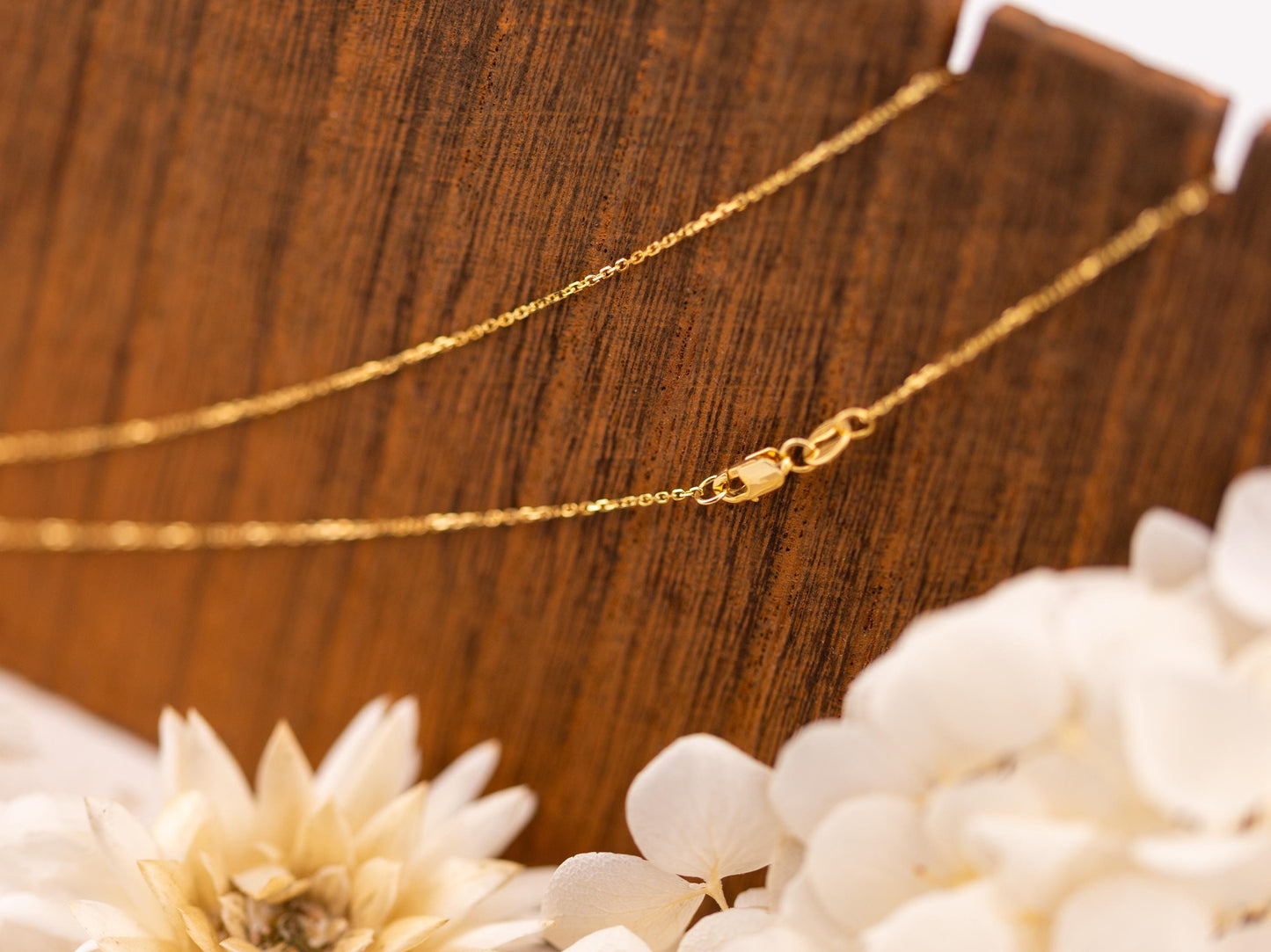Gold Chain 0.8mm Diamond cut Cable Chain 14k Solid Yellow Gold