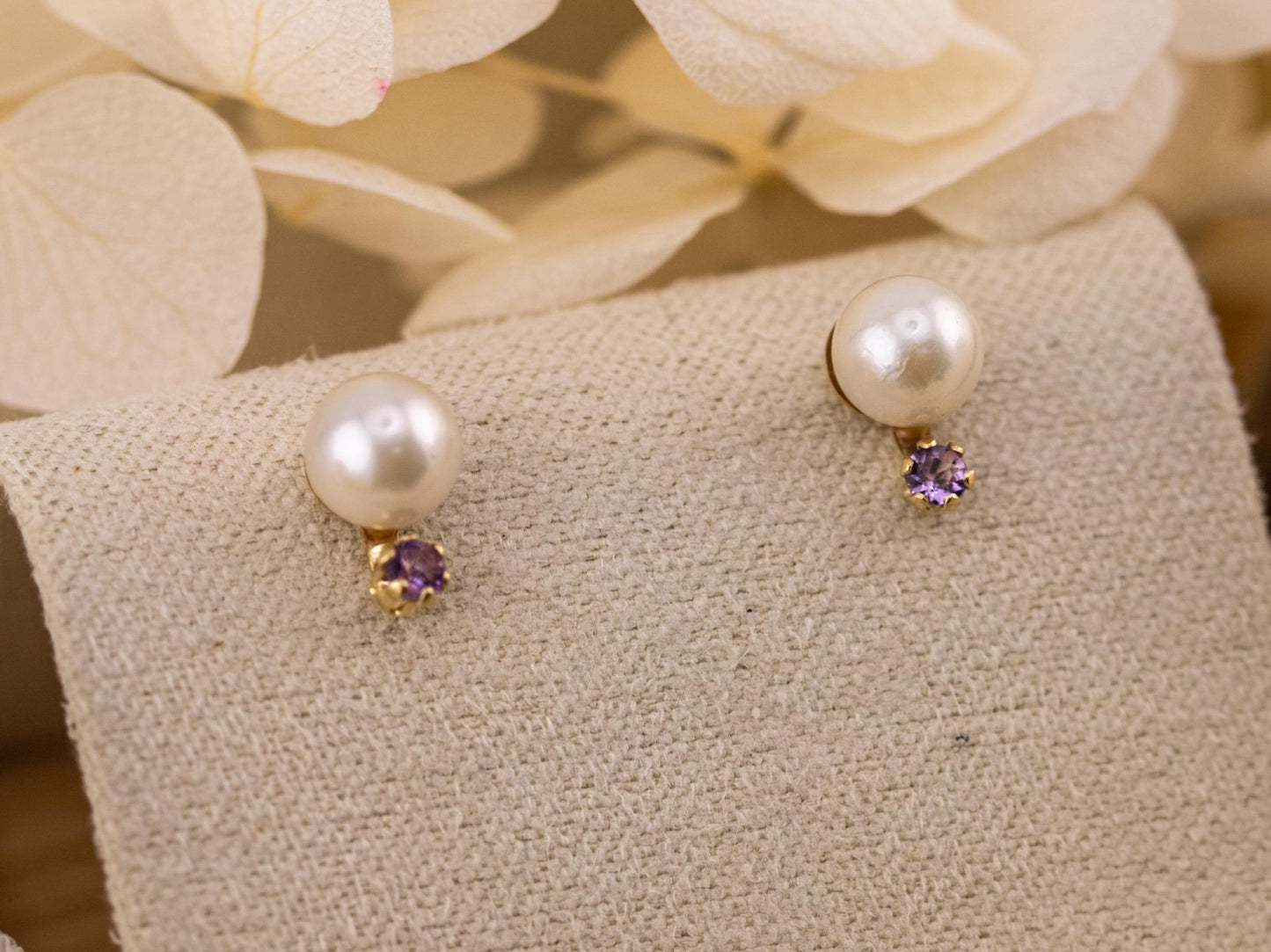 Vintage Pearl earrings vintage pearl stud earrings 14k solid gold cultured pearl earrings