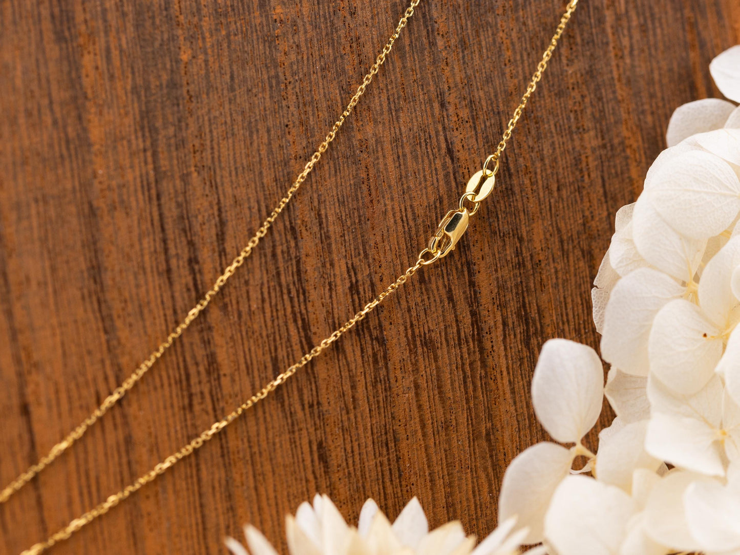 Gold Chain 0.8mm Diamond cut Cable Chain 14k Solid Yellow Gold