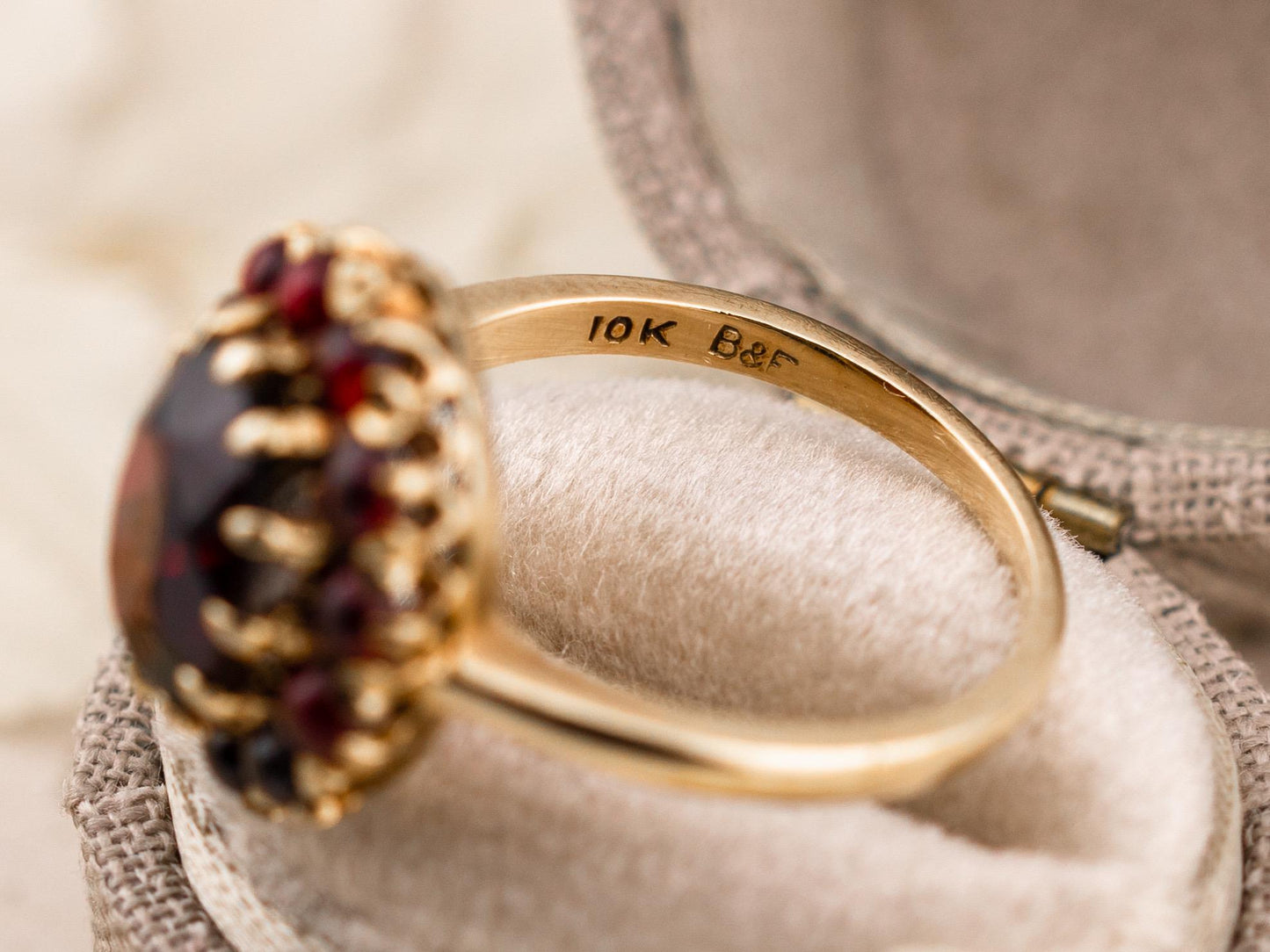 Vintage Garnet Ring halo Ring 8k solid yellow gold ring January Birthstone ring oval garnet