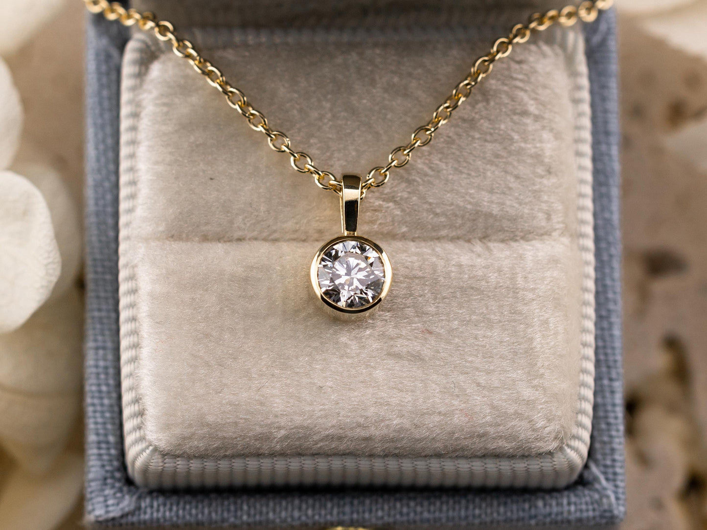 Lab diamond pendant bezel set 14k solid yellow gold necklace pendant dainty bezel necklace yellow gold, white gold, rose gold