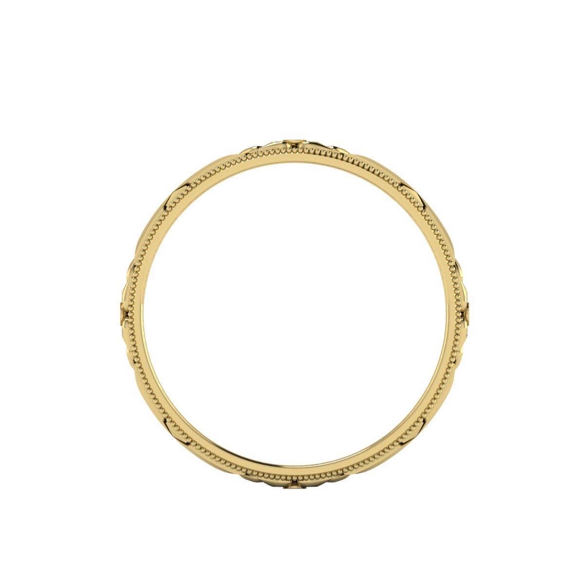 Vintage Art Deco band Orange Blossom Engraved Wedding Band 14k Yellow Gold handmade ring