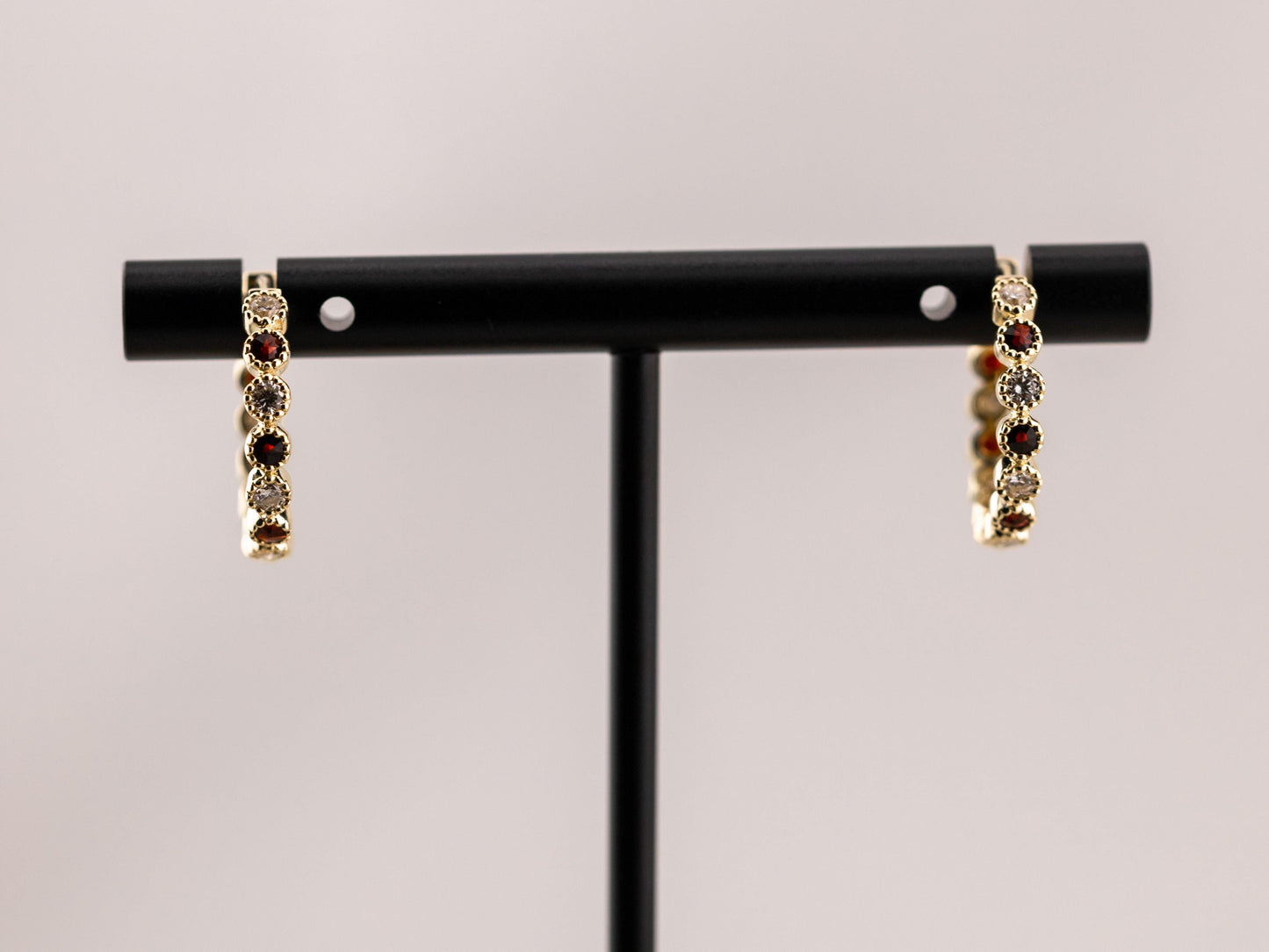 Lab grown hoop earrings bezel set 14k solid gold diamond earrings birthstone earrings