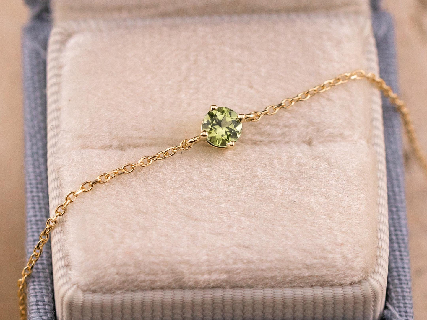 Peridot bracelet August birthstone bracelet 14k solid yellow gold