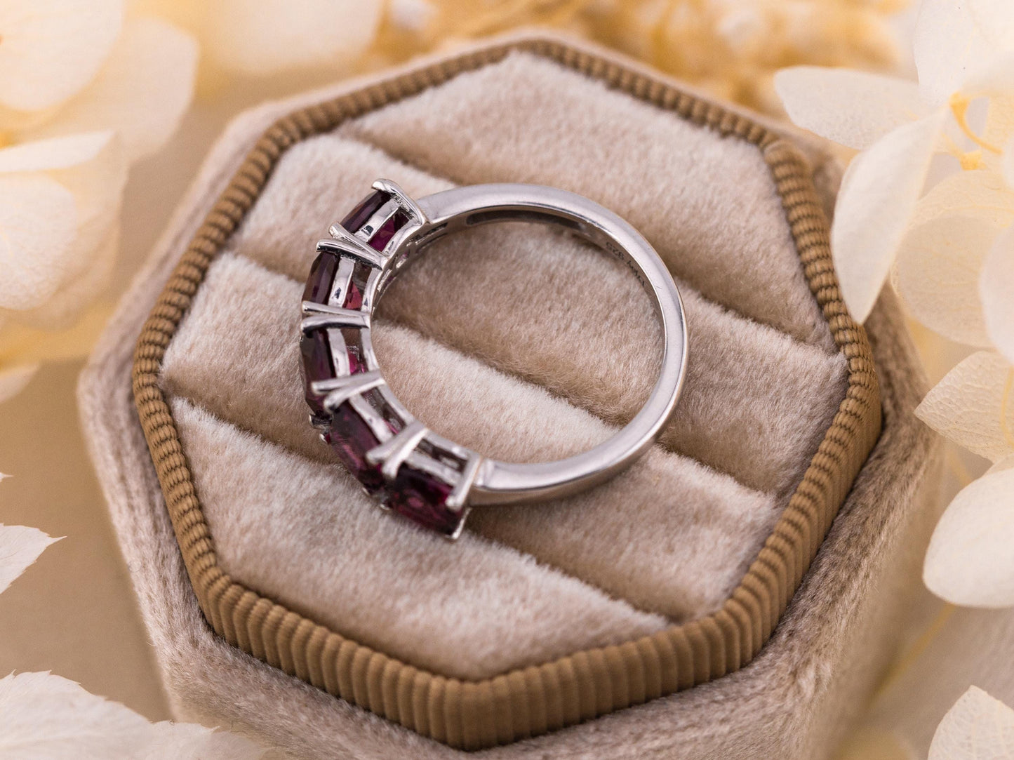 Garnet ring January birthstone ring Tanzanian Wine garnet solid sterling silver ring red wedding band, size 7