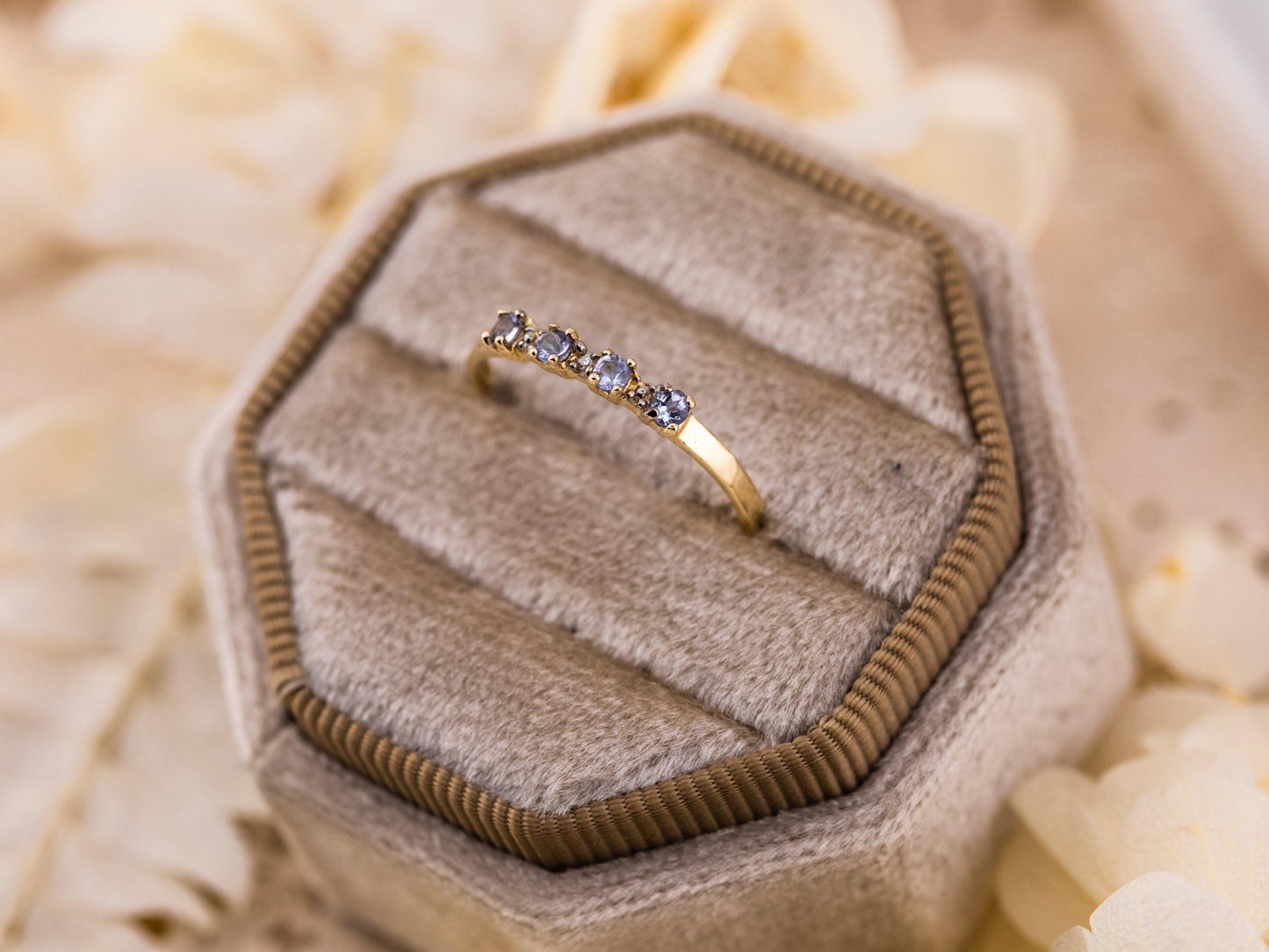 Tanzanite And Diamond Ring Tanzanite Band Wedding Band 10k Solid Gold