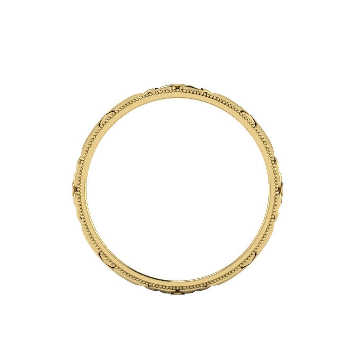 Vintage Art Deco band Orange Blossom Engraved Wedding Band 18k Yellow Gold handmade ring