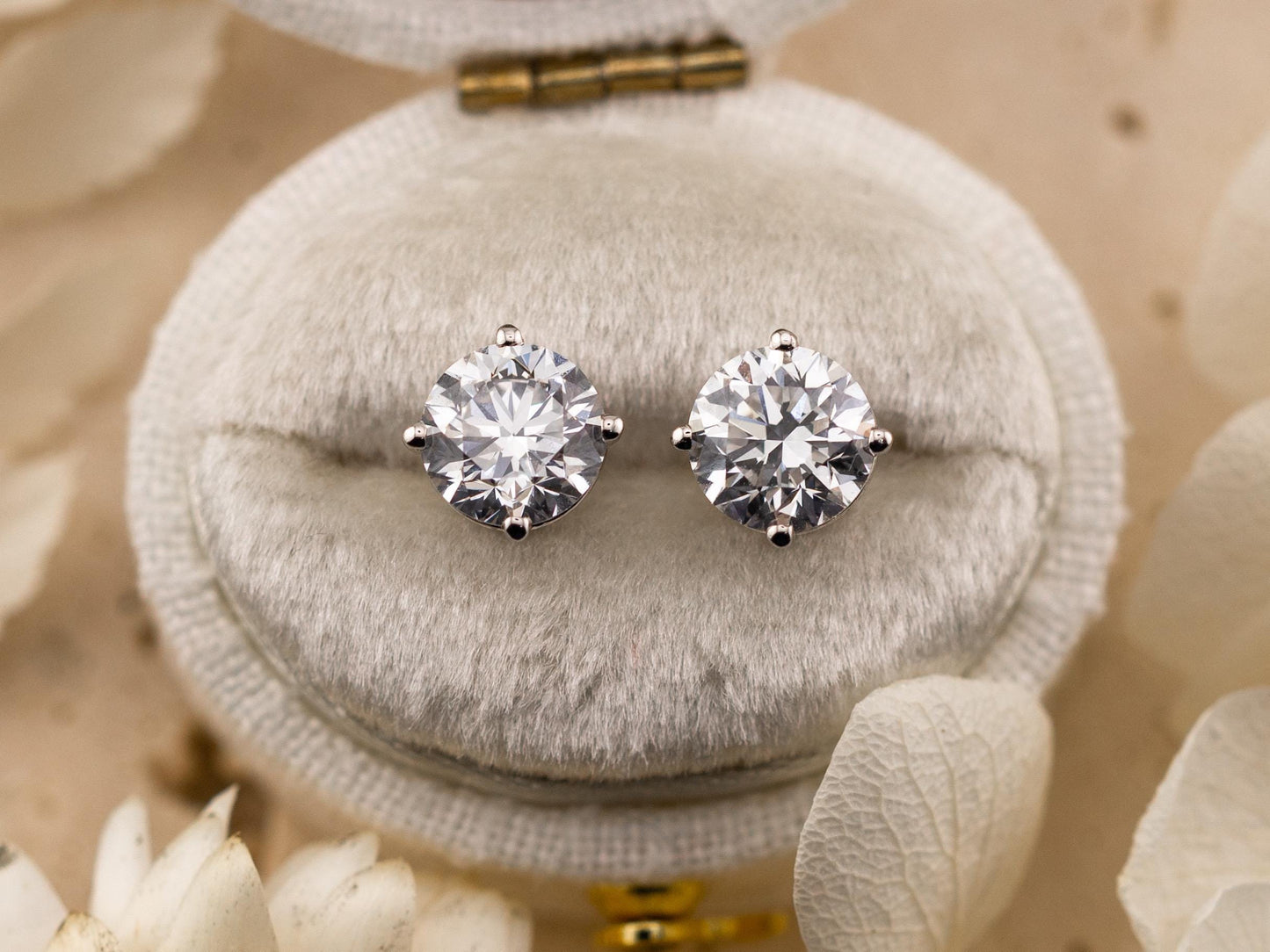Lab diamond stud earrings 14k solid white gold earrings with push backs, four prong diamond earrings, ethical lab grown diamonds