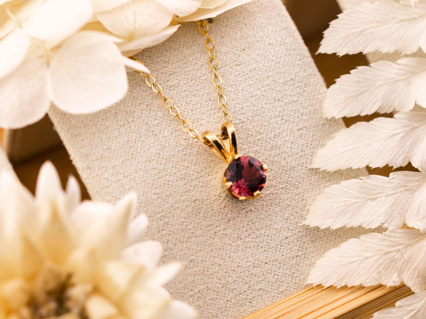 Vintage pendant Pink Tourmaline pendant 14k solid yellow gold necklace pendant October birthstone necklace
