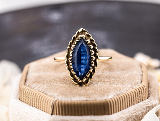 Vintage marquise spinel ring 10k solid gold statement or engagement ring, genuine antique vintage marquise cut ring yellow gold