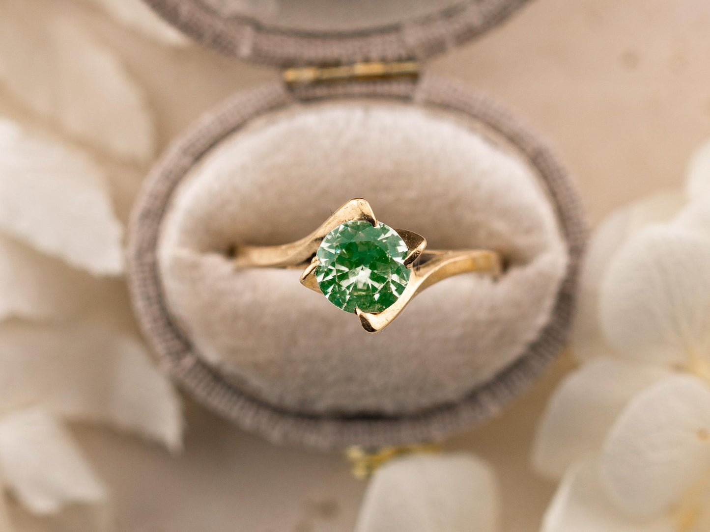 Vintage Tourmaline ring 10k solid gold statement or engagement ring, genuine antique vintage round cut ring, size 8