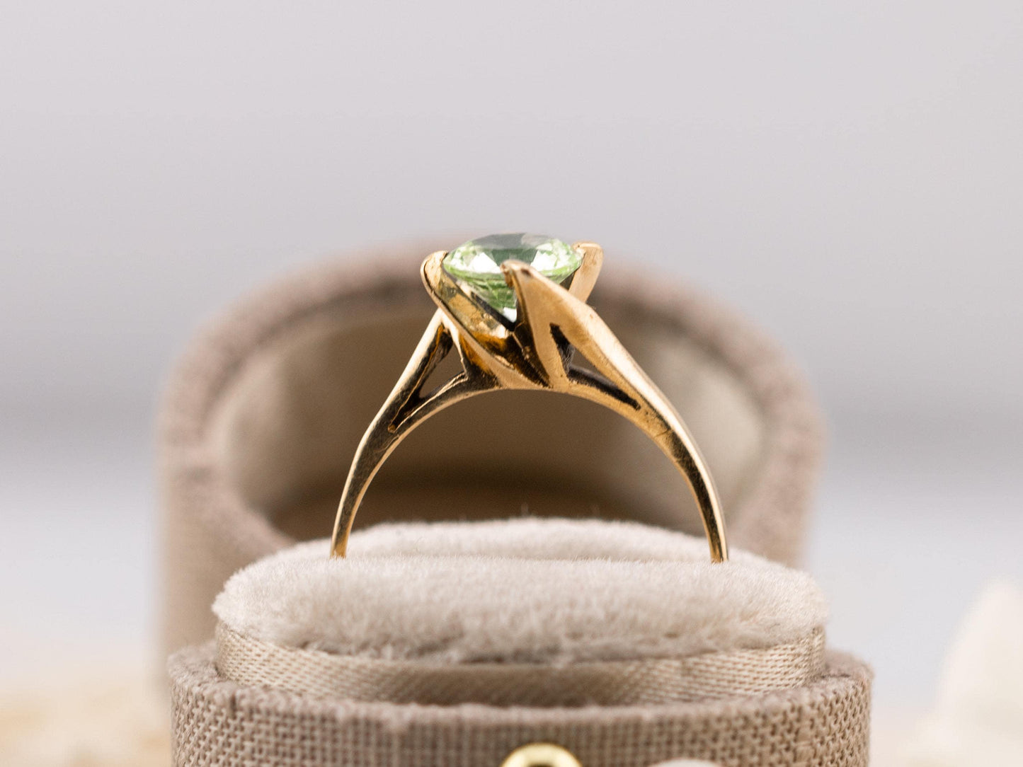 Vintage Tourmaline ring 10k solid gold statement or engagement ring, genuine antique vintage round cut ring, size 8