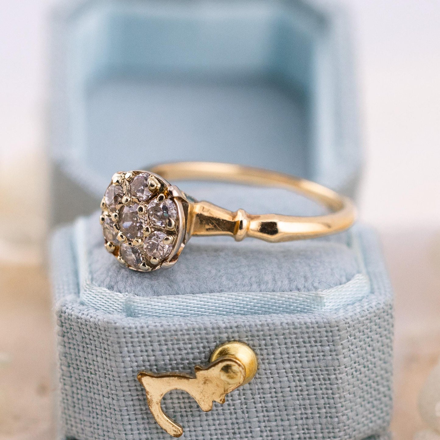 Vintage 14k Gold Diamond Ring, Old European Cut, Size 7