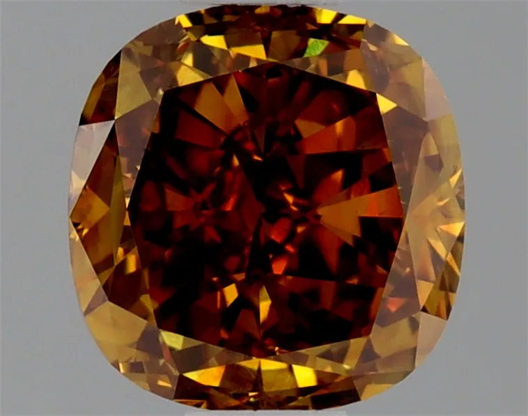 0.63ct Cushion brilliant Natural Diamond (Colour Fancy Deep Yellow, Clarity SI1, GIA Certified)