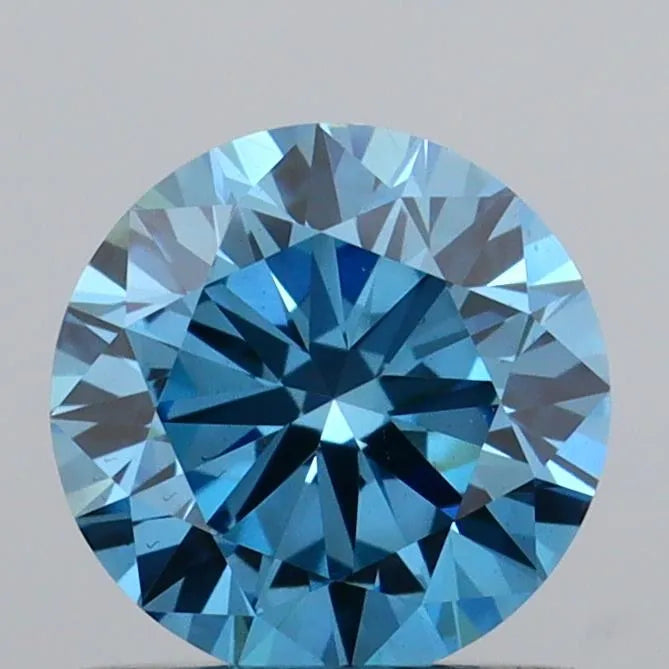 0.85ct Round Lab Grown Diamond (Colour Fancy Vivid Blue, Clarity VS1, Cut EX, IGI Certified)