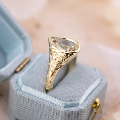 2.09ct Champagne Pear Lab Diamond Bezel Ring – Lenora