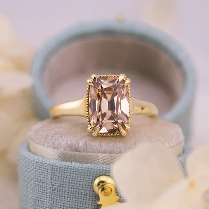 3.12ct Champagne Old Mine Cut Lab Diamond Solitaire Ring - Alice