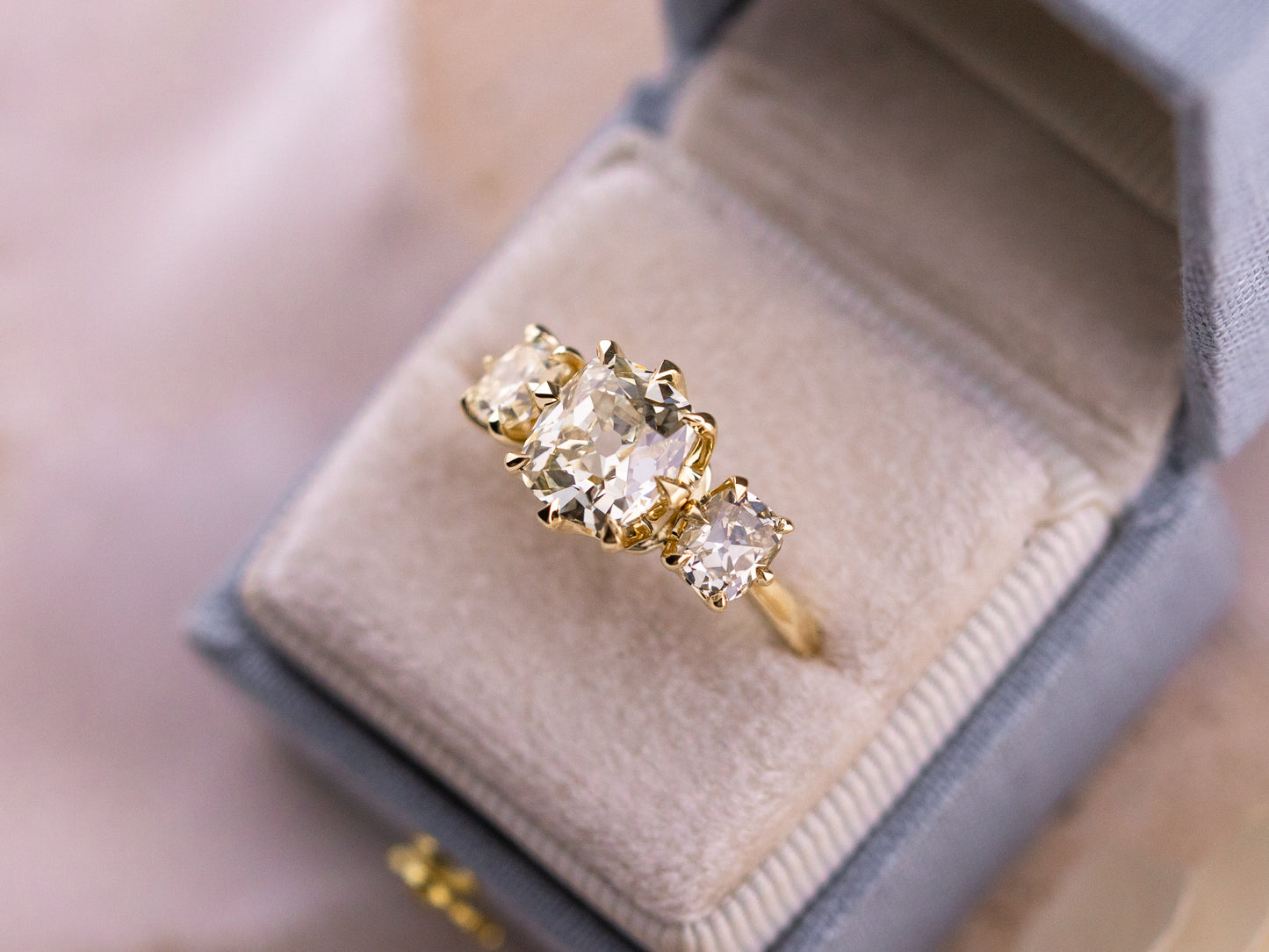 2.43ct Victorian three stone engagement ring