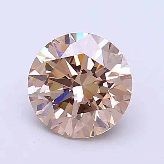 1.04ct Round Lab Grown Diamond (Colour Fancy Light Brown, Clarity VVS2, Cut EX, IGI Certified)