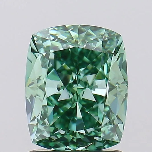 1.55ct Cushion modified Lab Grown Diamond (Colour Fancy Vivid Green, Clarity IF, IGI Certified)